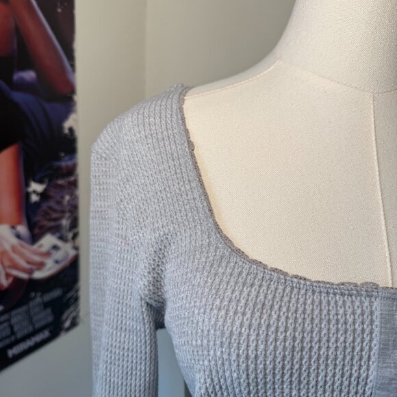 Fabletics Waffle Knit Long Sleeve Cropped Workout Shirt - Picture 7 of 14